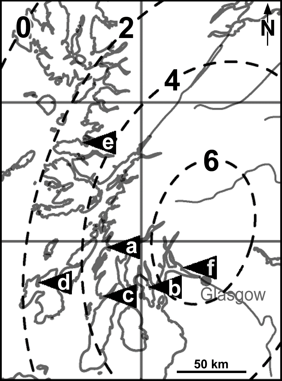 Plate 2. Post-glacial isostatic uplift in South-West Scotland since the Wigtown Shoreline, from the Gaussian quadratic model of Smith et al. (2006). Plate 2. Post-glacial isostatic uplift in South-West Scotland since the Wigtown Shoreline, from the Gaussian quadratic model of Smith et al. (2006).